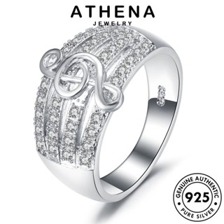 ATHENA JEWELRY ผู้หญิง เครื่องประดับ แฟชั่น แหวน ต้นฉบับ บันทึกบุคลิกภาพ 925 เครื่องประดับ เงิน มอยส์ซาไนท์ไดมอนด์ Silver เกาหลี แท้ R992