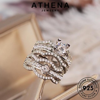 ATHENA JEWELRY แท้ เครื่องประดับ เครื่องประดับ การออกแบบส่วนบุคคล เงิน เกาหลี 925 มอยส์ซาไนท์ไดมอนด์ แฟชั่น คู่รัก Silver ต้นฉบับ แหวน R1424