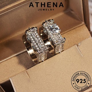 ATHENA JEWELRY บุคลิกภาพ แท้ เงิน คู่รัก เกาหลี แฟชั่น 925 Silver เครื่องประดับ มอยส์ซาไนท์ไดมอนด์ ต้นฉบับ เครื่องประดับ แหวน R1427