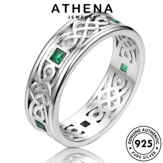 ATHENA JEWELRY ผู้หญิง เกาหลี แหวน รูปแบบส่วนบุคคล เครื่องประดับ เครื่องประดับ 925 มรกต ต้นฉบับ แฟชั่น Silver แท้ เงิน R1484