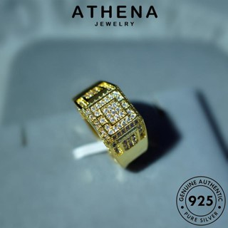 ATHENA JEWELRY ไดมอนด์ 925 แฟชั่น ผู้ชาย แท้ เงิน โกลด์ เครื่องประดับ มอยส์ซาไนท์ ต้นฉบับ Silver บุคลิกภาพ แหวน เกาหลี เครื่องประดับ R1519