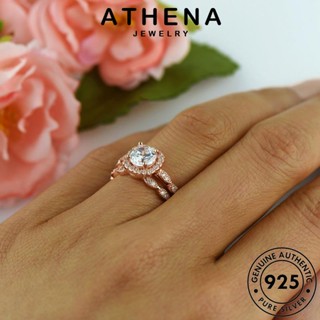 ATHENA JEWELRY เครื่องประดับ คู่รัก เงิน วงกลมง่ายๆ แหวน 925 เกาหลี ต้นฉบับ Silver ไดมอนด์ แท้ โกลด์ แฟชั่น เครื่องประดับ มอยส์ซาไนท์ R1586