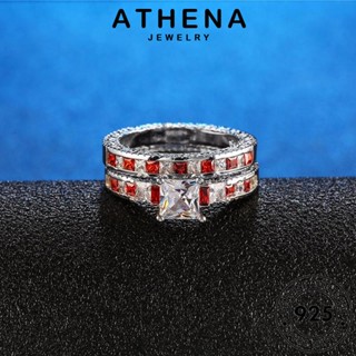 ATHENA JEWELRY เงิน จัตุรัสย้อนยุค เครื่องประดับ 925 แหวน แฟชั่น คู่รัก ทับทิม ต้นฉบับ Silver แท้ เครื่องประดับ เกาหลี R1601