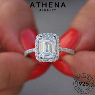 ATHENA JEWELRY แฟชั่น แท้ ผู้หญิง ตารางง่ายๆ เงิน มอยส์ซาไนท์ไดมอนด์ เกาหลี เครื่องประดับ แหวน ต้นฉบับ เครื่องประดับ 925 Silver R1652