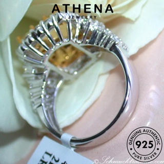 ATHENA JEWELRY เครื่องประดับ 925 ต้นฉบับ ผู้หญิง เงิน แท้ เครื่องประดับ จัตุรัสแฟชั่น แหวน เกาหลี แฟชั่น ซิทริน Silver R1255