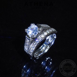 ATHENA JEWELRY มอยส์ซาไนท์ไดมอนด์ เรียบง่าย แฟชั่น ต้นฉบับ 925 เงิน Silver เกาหลี เครื่องประดับ แหวน คู่รัก เครื่องประดับ แท้ R1293