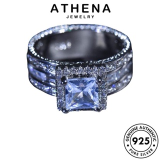 ATHENA JEWELRY Silver เครื่องประดับ แท้ แหวน ต้นฉบับ 925 เครื่องประดับ มอยส์ซาไนท์ไดมอนด์ เงิน จัตุรัสแฟชั่น เกาหลี ผู้หญิง แฟชั่น R1714