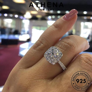 ATHENA JEWELRY ผู้หญิง เงิน มอยส์ซาไนท์ไดมอนด์ เครื่องประดับ ต้นฉบับ Silver แหวน เครื่องประดับ แท้ เกาหลี 925 สี่เหลี่ยมคลาสสิก แฟชั่น R1659