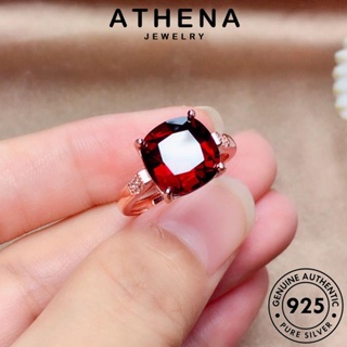 ATHENA JEWELRY ต้นฉบับ ตารางง่ายๆ เกาหลี 925 เงิน เครื่องประดับ แท้ ผู้หญิง แหวน แฟชั่น ทองทับทิม Silver เครื่องประดับ R1858