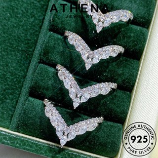 ATHENA JEWELRY V แฟชั่น ต้นฉบับ มอยส์ซาไนท์ไดมอนด์ เงิน Silver 925 รูปร่างบุคลิกภาพ ผู้หญิง เครื่องประดับ แหวน เกาหลี เครื่องประดับ แท้ R1901