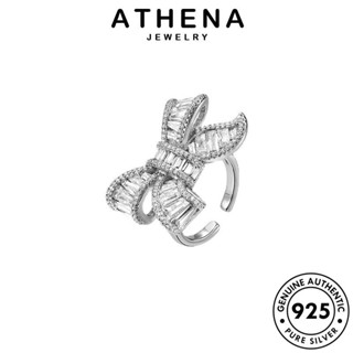 ATHENA JEWELRY 925 โบว์คลาสสิค เครื่องประดับ แหวน เกาหลี ผู้หญิง แท้ มอยส์ซาไนท์ไดมอนด์ แฟชั่น เครื่องประดับ Silver ต้นฉบับ เงิน R1919