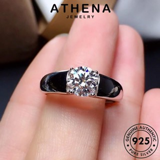 ATHENA JEWELRY ต้นฉบับ เรียบง่าย Silver ผู้ชาย 925 เกาหลี แท้ มอยส์ซาไนท์ไดมอนด์ แหวน เครื่องประดับ เครื่องประดับ เงิน แฟชั่น R1937