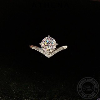 ATHENA JEWELRY Silver แท้ แหวน แฟชั่น ต้นฉบับ เครื่องประดับ V มอยส์ซาไนท์ไดมอนด์ 925 ผู้หญิง เงิน คลาสสิก เครื่องประดับ รูปร่าง เกาหลี R1942