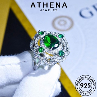 ATHENA JEWELRY แหวน มรกต ต้นฉบับ 925 Silver แท้ เกาหลี ผู้หญิง เงิน แฟชั่น ดอกไม้ที่สร้างสรรค์ เครื่องประดับ เครื่องประดับ R2004