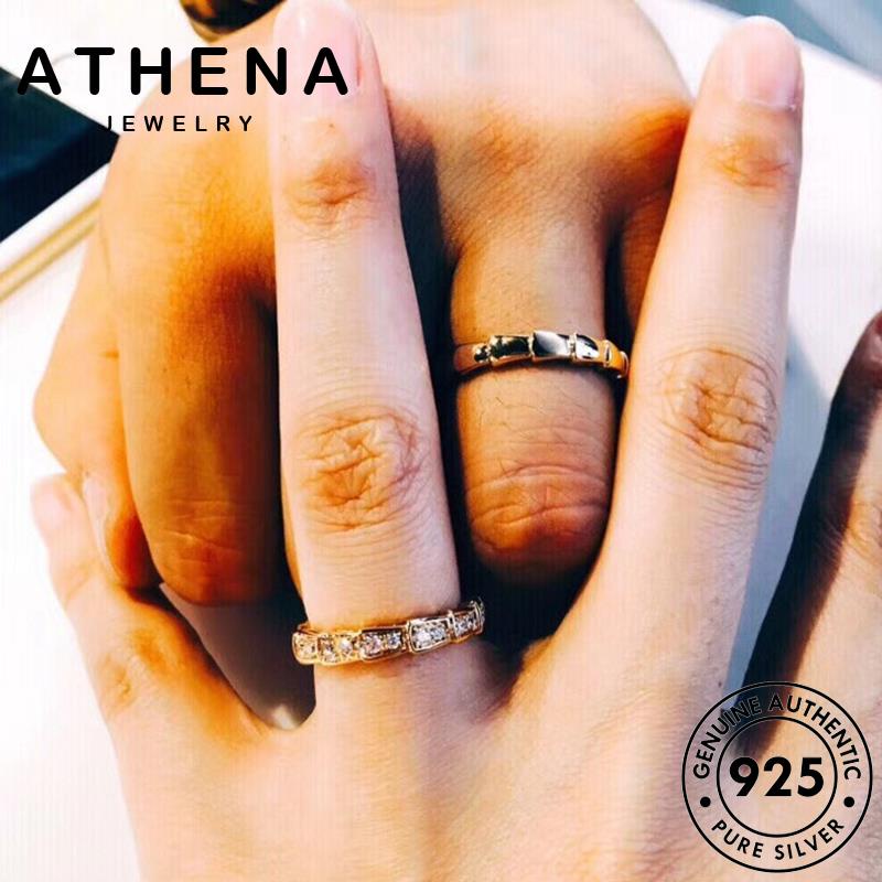 ATHENA JEWELRY แท้ ไดมอนด์ เงิน 925 ต้นฉบับ แหวน เครื่องประดับ Silver โกลด์ งูธรรมดา เครื่องประดับ ผู้หญิง มอยส์ซาไนท์ แฟชั่น เกาหลี R2028