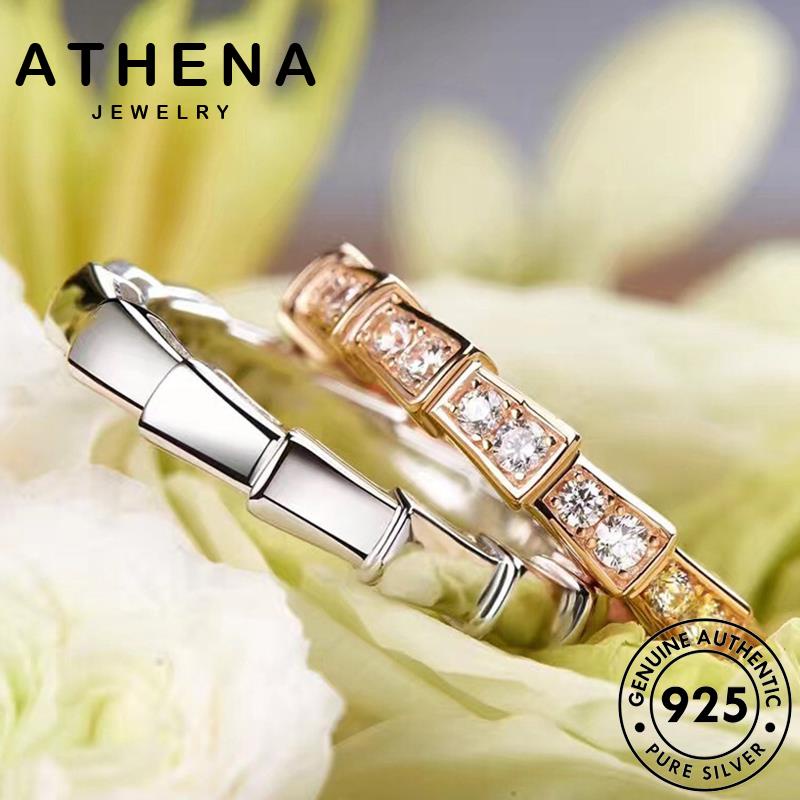 ATHENA JEWELRY แท้ ไดมอนด์ เงิน 925 ต้นฉบับ แหวน เครื่องประดับ Silver โกลด์ งูธรรมดา เครื่องประดับ ผู้หญิง มอยส์ซาไนท์ แฟชั่น เกาหลี R2028