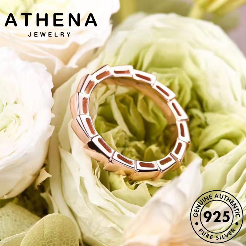 ATHENA JEWELRY แท้ ไดมอนด์ เงิน 925 ต้นฉบับ แหวน เครื่องประดับ Silver โกลด์ งูธรรมดา เครื่องประดับ ผู้หญิง มอยส์ซาไนท์ แฟชั่น เกาหลี R2028
