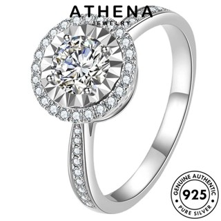 ATHENA JEWELRY เกาหลี เครื่องประดับ ผู้หญิง แฟชั่น เครื่องประดับ ต้นฉบับ Silver แท้ แหวน มอยส์ซาไนท์ไดมอนด์ 925 วงกลมง่ายๆ เงิน R1975