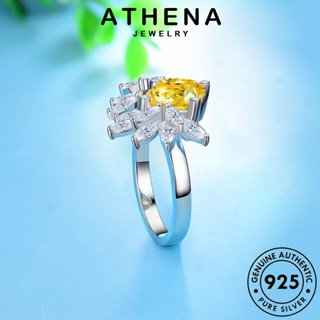 ATHENA JEWELRY แหวน ผู้หญิง แท้ ซิทริน แฟชั่น เครื่องประดับ 925 Silver เครื่องประดับ ดอกไม้ที่สร้างสรรค์ เกาหลี เงิน ต้นฉบับ R2037