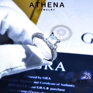 ATHENA JEWELRY มอยส์ซาไนท์ไดมอนด์ เงิน แท้ Silver ตารางง่ายๆ 925 แฟชั่น ผู้หญิง เครื่องประดับ เกาหลี ต้นฉบับ แหวน เครื่องประดับ R2072