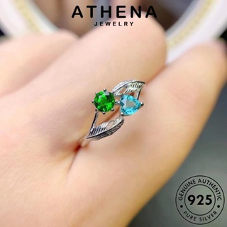 ATHENA JEWELRY แท้ เครื่องประดับ ขนนกย้อนยุค เกาหลี ต้นฉบับ แฟชั่น แหวน ผู้หญิง เครื่องประดับ 925 เงิน ไพลิน Silver R2089