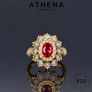 ATHENA JEWELRY Silver ผู้หญิง ต้นฉบับ แกะสลักวินเทจ เงิน แฟชั่น ทับทิม เครื่องประดับ แหวน เครื่องประดับ 925 แท้ เกาหลี R2100