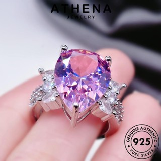 ATHENA JEWELRY คริสตัลเพชรสีชมพู เครื่องประดับ ต้นฉบับ เกาหลี แหวน 925 รูปทรงหยดน้ำที่เรียบง่าย แท้ เงิน แฟชั่น Silver ผู้หญิง เครื่องประดับ R2109