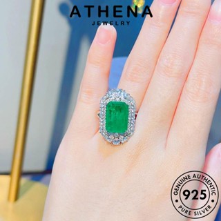 ATHENA JEWELRY แฟชั่น แหวน 925 มรกต จัตุรัสย้อนยุค ต้นฉบับ ผู้หญิง เงิน แท้ เครื่องประดับ เครื่องประดับ Silver เกาหลี R2117