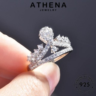 ATHENA JEWELRY เกาหลี เครื่องประดับ มงกุฎที่เรียบง่าย 925 เงิน แฟชั่น ต้นฉบับ แท้ มอยส์ซาไนท์ไดมอนด์ เครื่องประดับ Silver แหวน ผู้หญิง R2120