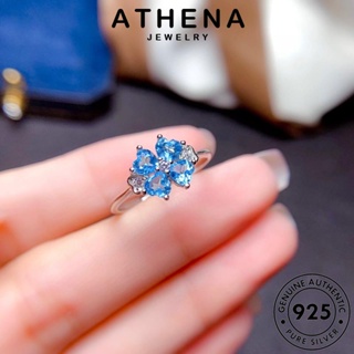 ATHENA JEWELRY โคลเวอร์สี่ใบส่วนบุคคล แฟชั่น แหวน 925 Silver เครื่องประดับ เครื่องประดับ อความารีน แท้ ผู้หญิง เงิน เกาหลี ต้นฉบับ R2121