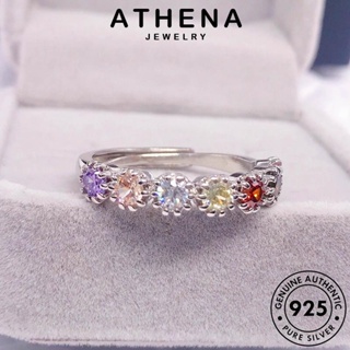 ATHENA JEWELRY ผู้หญิง เงิน เกาหลี แหวน แฟชั่น เครื่องประดับ 925 แท้ เครื่องประดับ สีที่สร้างสรรค์ Silver ต้นฉบับ อความารีน R2144