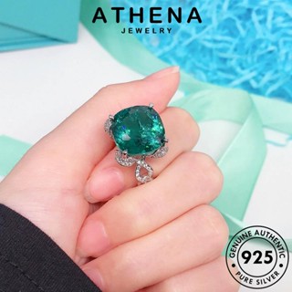 ATHENA JEWELRY เกาหลี 925 แฟชั่น ผู้หญิง เงิน เครื่องประดับ ต้นฉบับ เครื่องประดับ Silver แหวน บุคลิกภาพกลม อความารีน แท้ R2145