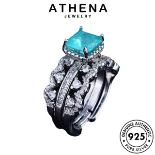 ATHENA JEWELRY เงิน Silver เครื่องประดับ 925 เครื่องประดับ ต้นฉบับ แท้ วินเทจ เกาหลี แหวน คู่รัก อความารีน แฟชั่น R2161