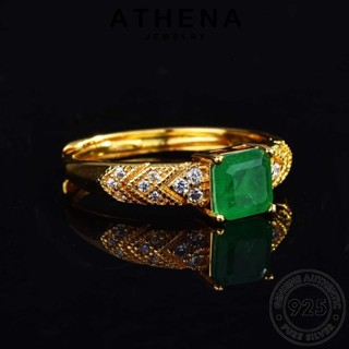 ATHENA JEWELRY ต้นฉบับ แท้ เงิน 925 แหวน เครื่องประดับ Silver จัตุรัสย้อนยุค แฟชั่น ผู้หญิง ทองมรกต เครื่องประดับ เกาหลี R2209