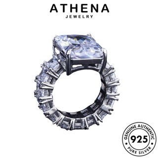 ATHENA JEWELRY มอยส์ซาไนท์ไดมอนด์ เครื่องประดับ ผู้หญิง 925 เครื่องประดับ แฟชั่น ตารางง่ายๆ ต้นฉบับ เกาหลี Silver แท้ แหวน เงิน R2212