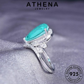 ATHENA JEWELRY แท้ เครื่องประดับ เกาหลี เครื่องประดับ ผู้หญิง 925 รูปทรงลูกแพร์วินเทจ เงิน ต้นฉบับ อความารีน Silver แฟชั่น แหวน R2176