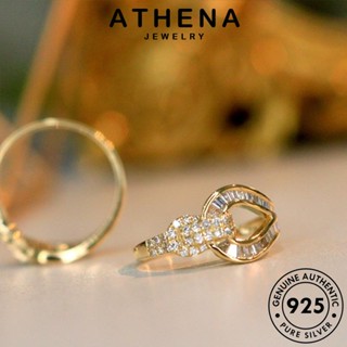 ATHENA JEWELRY ต้นฉบับ เครื่องประดับ เงิน เรขาคณิตแฟชั่น ผู้หญิง เกาหลี Silver แฟชั่น โกลด์ แหวน ไดมอนด์ มอยส์ซาไนท์ 925 แท้ เครื่องประดับ R2177