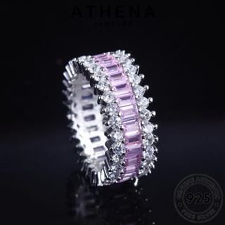 ATHENA JEWELRY 925 แท้ Silver เครื่องประดับ เกาหลี ผู้หญิง แฟชั่น เครื่องประดับ แถวแฟชั่น คริสตัลเพชรสีชมพู เงิน ต้นฉบับ แหวน R2217