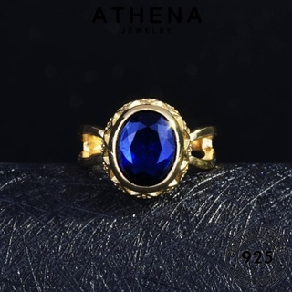 ATHENA JEWELRY Silver วงรีวินเทจ ต้นฉบับ แหวน ผู้หญิง แฟชั่น เงิน ไพลิน เกาหลี แท้ เครื่องประดับ 925 เครื่องประดับ R2219