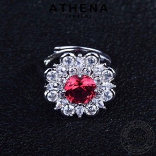 ATHENA JEWELRY Silver เครื่องประดับ แหวน ต้นฉบับ เกาหลี ผู้หญิง ดอกไม้ย้อนยุค ทับทิม 925 เงิน แท้ แฟชั่น เครื่องประดับ R2222