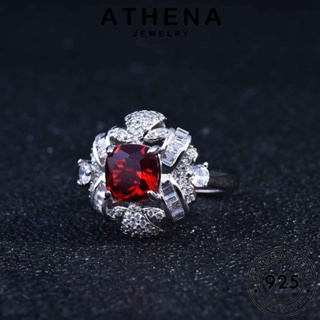 ATHENA JEWELRY ต้นฉบับ เครื่องประดับ Silver แฟชั่น 925 เครื่องประดับ แหวน เกาหลี จัตุรัสหรูหรา ผู้หญิง ทับทิม แท้ เงิน R2251