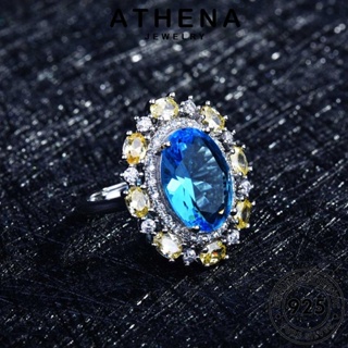 ATHENA JEWELRY ผู้หญิง อความารีน 925 เงิน เครื่องประดับ แหวน เครื่องประดับ Silver แท้ ต้นฉบับ เกาหลี รูปไข่อารมณ์ แฟชั่น R2297