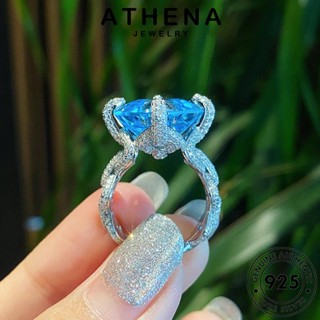 ATHENA JEWELRY อความารีน ต้นฉบับ Silver ผู้หญิง แฟชั่น เกาหลี เครื่องประดับ 925 แท้ เครื่องประดับ เงิน แหวน จัตุรัสหรูหรา R2301