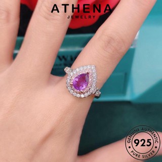 ATHENA JEWELRY ต้นฉบับ ผู้หญิง เงิน แฟชั่น แท้ เครื่องประดับ แหวน เกาหลี รูปร่างลูกแพร์อารมณ์ พลอยสีม่วง เครื่องประดับ Silver 925 R2269