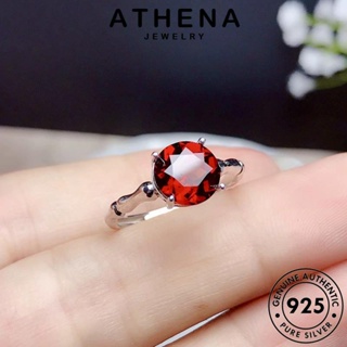 ATHENA JEWELRY เครื่องประดับ ตารางง่ายๆ 925 แฟชั่น เครื่องประดับ เงิน ทับทิม ผู้หญิง ต้นฉบับ เกาหลี Silver แท้ แหวน R2282