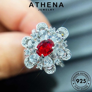 ATHENA JEWELRY เงิน 925 เกาหลี ผู้หญิง แฟชั่น ต้นฉบับ Silver ทับทิม เครื่องประดับ ดอกไม้หรูหรา เครื่องประดับ แหวน แท้ R2289