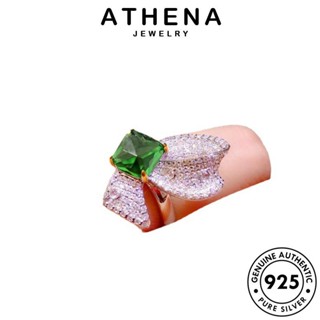 ATHENA JEWELRY เครื่องประดับ แท้ เงิน ต้นฉบับ แฟชั่น 925 แหวน ผู้หญิง เครื่องประดับ Silver มรกต เกาหลี ธนูอารมณ์ R2290