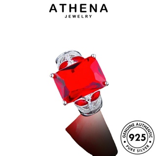 ATHENA JEWELRY แหวน เครื่องประดับ Silver แฟชั่น แท้ 925 เงิน ทับทิม ต้นฉบับ เพชรเหลี่ยมสุดหรู ผู้หญิง เครื่องประดับ เกาหลี R2337