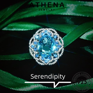 ATHENA JEWELRY รอบที่หรูหรา ต้นฉบับ แหวน อความารีน แท้ เครื่องประดับ Silver เกาหลี ผู้หญิง 925 แฟชั่น เงิน เครื่องประดับ R2362