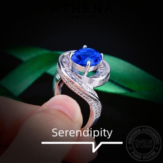 ATHENA JEWELRY ผู้หญิง 925 เครื่องประดับ Silver เครื่องประดับ แฟชั่น แหวน ต้นฉบับ รอบที่หรูหรา เกาหลี แท้ เงิน ไพลิน R2326